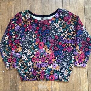 Anthropologie Bouquet Eyelash Sweater Floral Flower Fuzzy Autumn